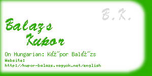 balazs kupor business card